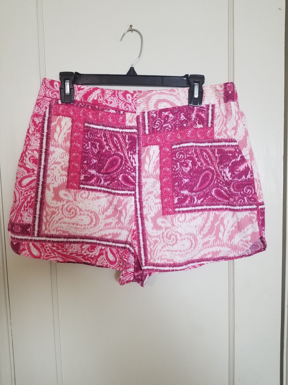 Zara Pink Patchwork Paisley High-Waist Shorts 100% Cotton XL